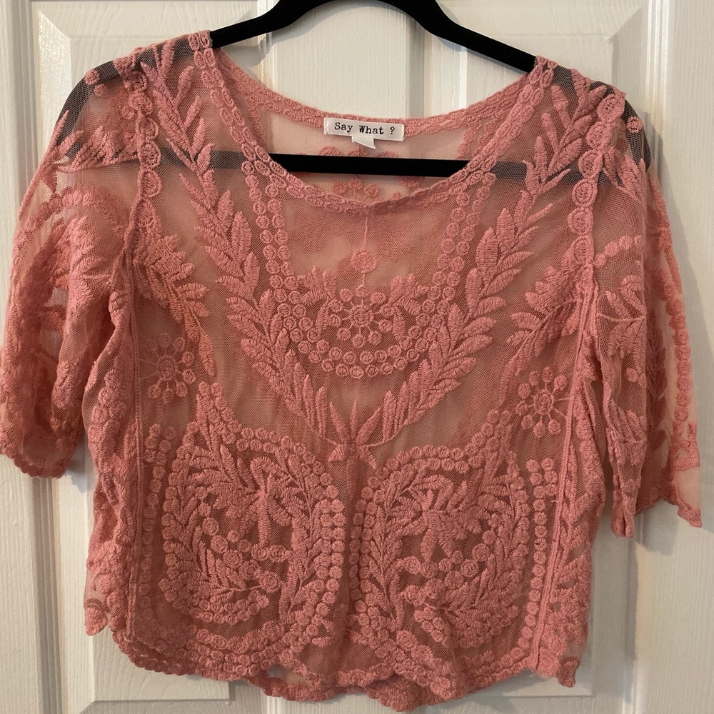 Pink lace top size small
